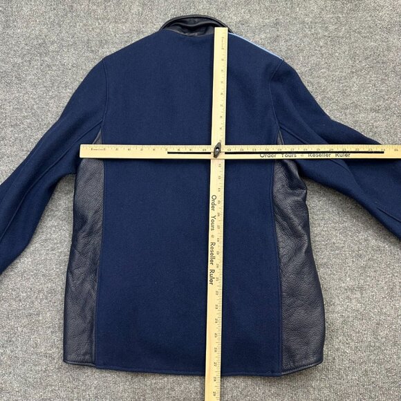 Roots Women's Jacket Full Zip Blue Wool Leather Varsity Vtg Canada Size 4 - Picture 7 of 9